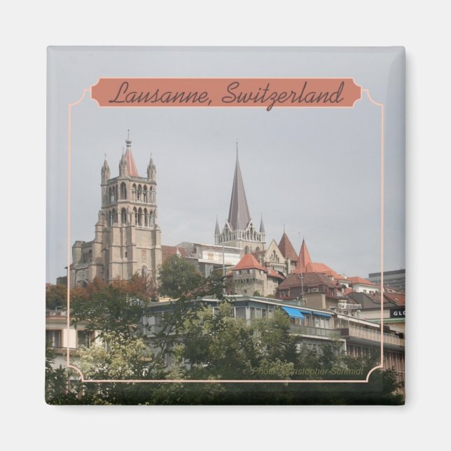 Lausanne Schweiz Travel Photo Souvenir Magnet (Framsidan)