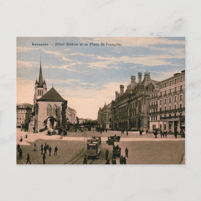 Lausanne, Schweiz, View, 1914 Vintage Vykort (Framsida)