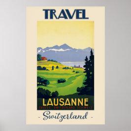 Lausanne Schweiz Vintage resor Poster