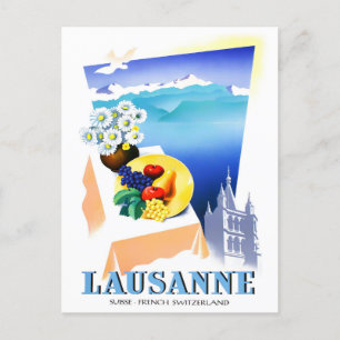 Lausanne Schweiz vintage resor vykort