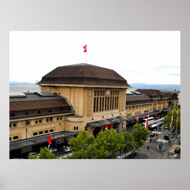 Lausanne-station i Schweiz Poster (Framsidan)