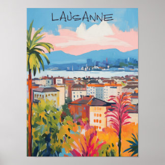 Lausanne Switzerland Travel City Art Aesthetic Poster