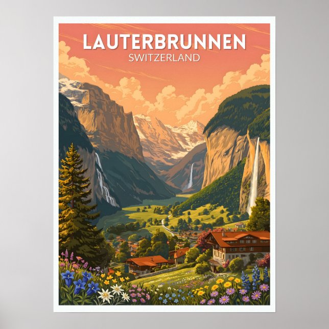 Lauterbrunnen Schweiz Poster (Framsidan)