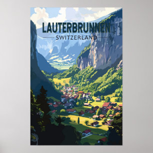Lauterbrunnen Schweiz Resa Konst Vintage Poster