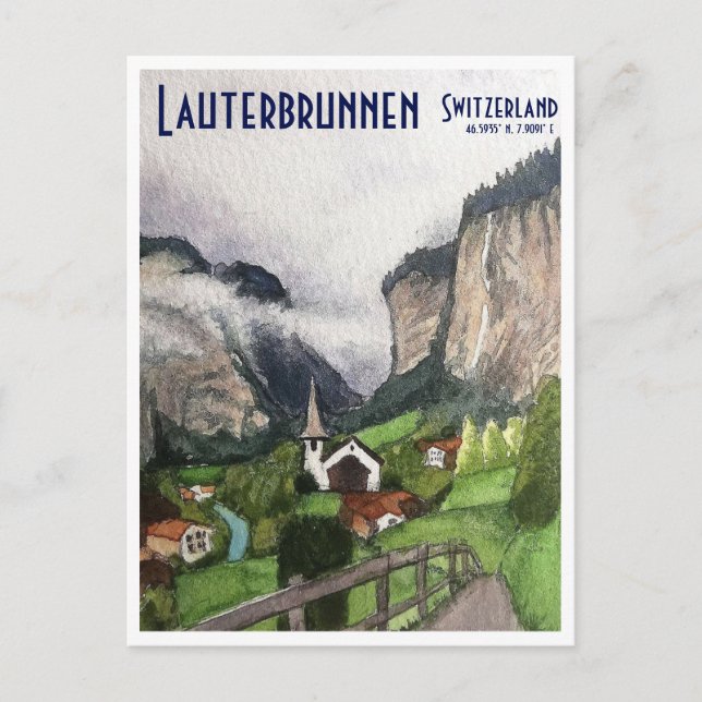 Lauterbrunnen Schweiz-resekort Helg Vykort (Framsida)
