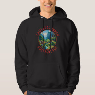Lauterbrunnen Schweiz Retro Distress Circle Hoodie