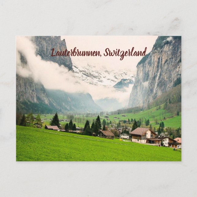 Lauterbrunnen Schweiz stilized Vykort (Framsida)