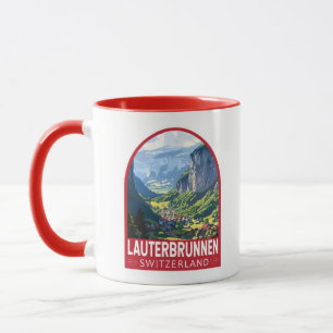 Lauterbrunnen Schweiz Travel Art Vintage Mugg
