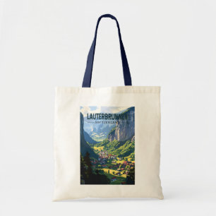 Lauterbrunnen Schweiz Travel Art Vintage Tygkasse