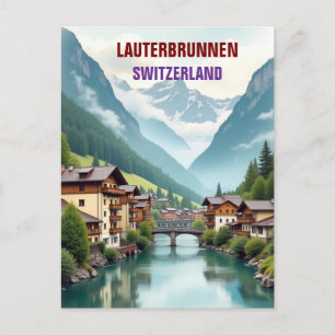 Lauterbrunnen Schweiz vintage Resa Konst Vykort