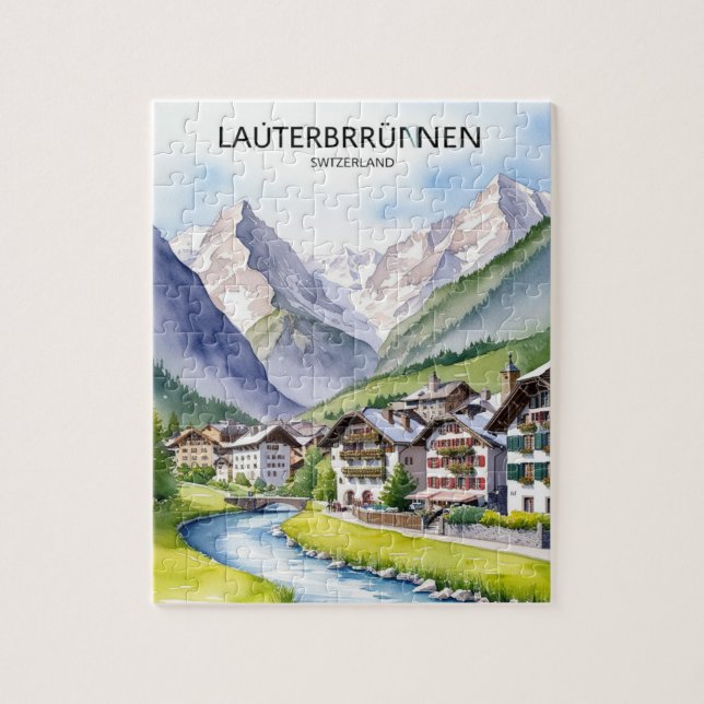 Lauterbrunnen Schweiz vintage resor Art Pussel (Vertikal)