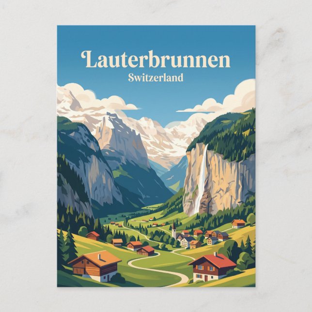 Lauterbrunnen Schweiz Vykort (Framsida)