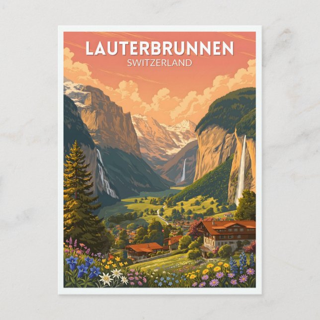 Lauterbrunnen Schweiz Vykort (Framsida)