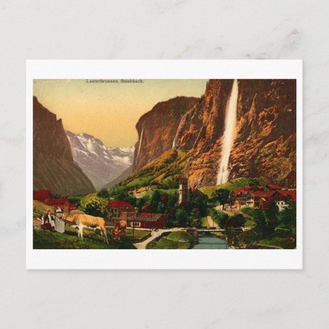 Lauterbrunnen Staubbach Waterfall Schweiz Vykort (Framsida)