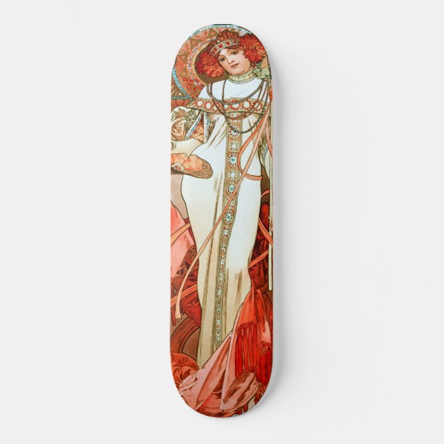 L'Automne av Alphonse Mucha Mini Skateboard Bräda 18,5 Cm (Framsida)