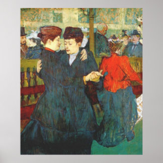 Lautrec vid Rouge två kvinnor som går Poster