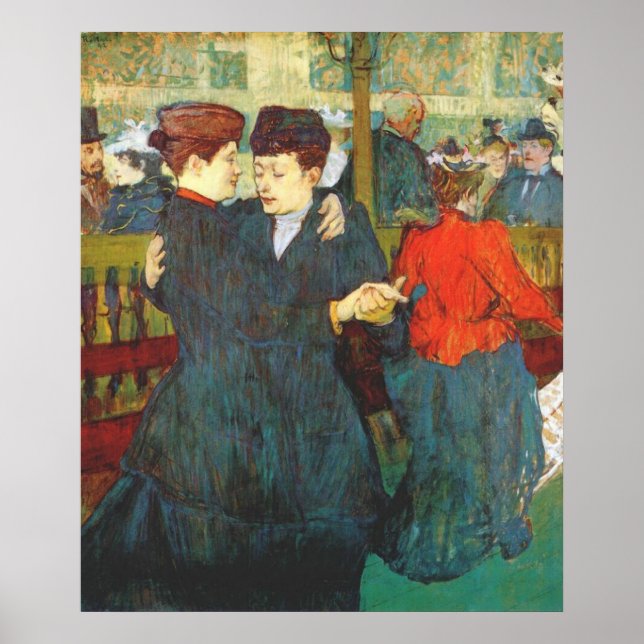 Lautrec vid Rouge två kvinnor som går Poster (Framsidan)