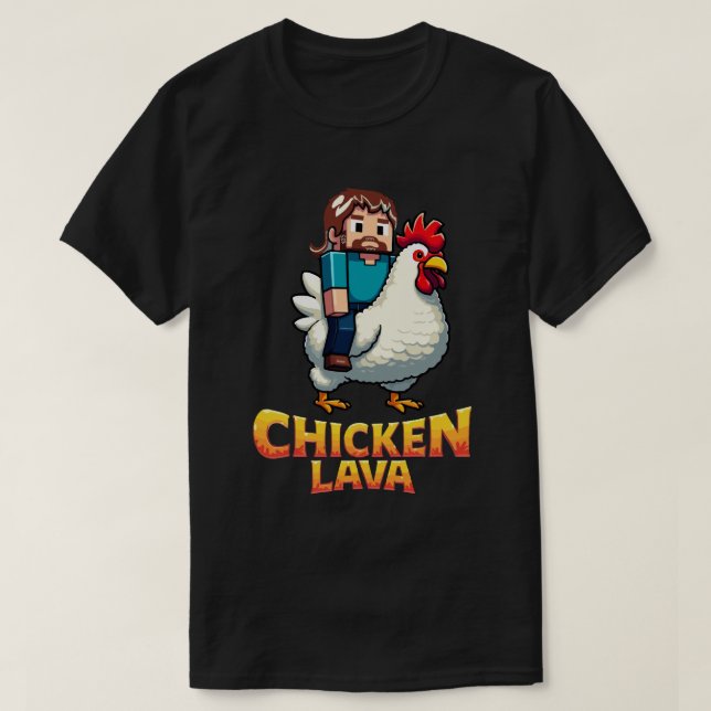 Lava Chicken Miner Meme Gaming T-shirt för coola b (Design framsida)