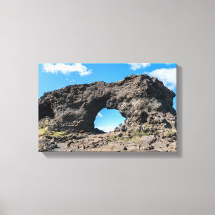 Lava-fönster vid Dimmuborgir, Myvatn area - Island Canvastryck