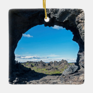 Lava-fönster vid Dimmuborgir, Myvatn area - Island Julgransprydnad Keramik