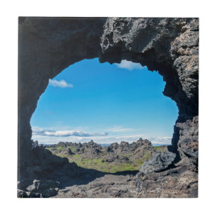 Lava-fönster vid Dimmuborgir, Myvatn area - Island Kakelplatta
