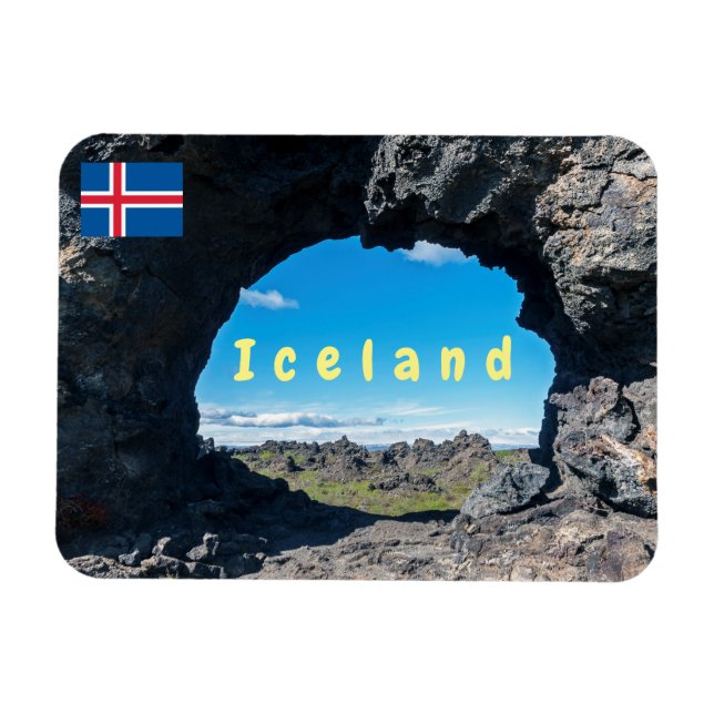 Lava-fönster vid Dimmuborgir, Myvatn area - Island Magnet (Horisontell)