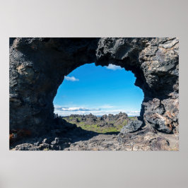 Lava-fönster vid Dimmuborgir, Myvatn area - Island Poster