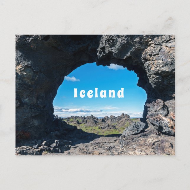 Lava-fönster vid Dimmuborgir, Myvatn area - Island Vykort (Framsida)