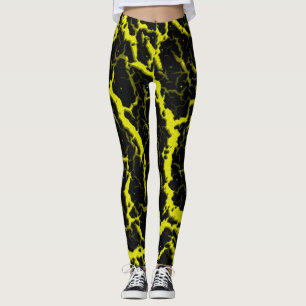 Lava-Gult för krackat utrymme Leggings