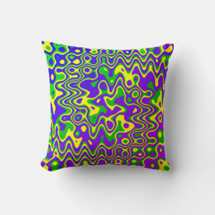 [Lava Lamp] Op-Art Virvlar & Prickar Lila Blå Grön Kudde
