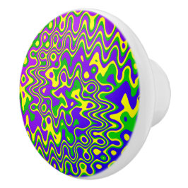 [Lava Lamp] OpArt Swirls & Dots Lila Blue-Grönt Knopp