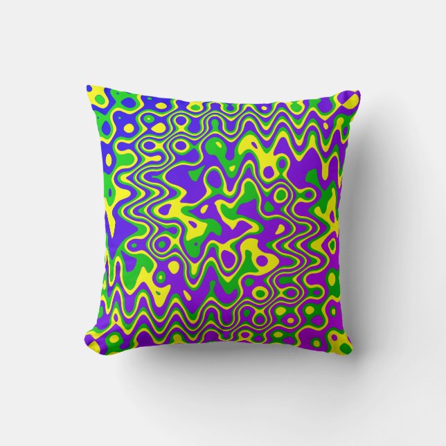 [Lava Lamp] OpArt Swirls & Dots Lila Blue-Grönt Kudde (Framsida)