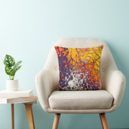 Lava-lampa, rött, Orange, Gult Kudde