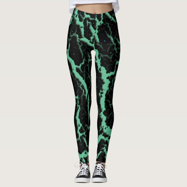 Lava - Mint - krackat blanksteg Leggings (Framsida)