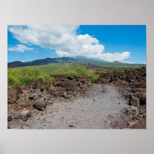 lava och bergslandskap längs hoapili trail poster