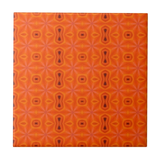 Lava-orangens geometriska mosaik mönster modern kakelplatta (Framsidan)