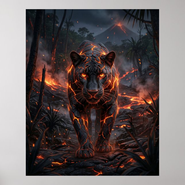 Lava Panther Volcanic Jungle Poster (Framsidan)