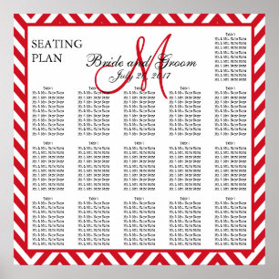 Lava Red Chevron Zig Zag Bröllop Sittdiagram Poster