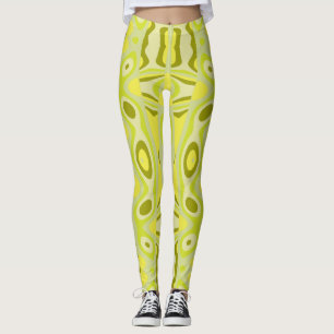 Lava Swirl - Gröntar för Gult Leggings
