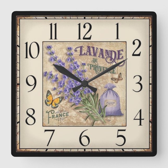 Lavande De Provence Clock Fyrkantig Klocka (Framsida)