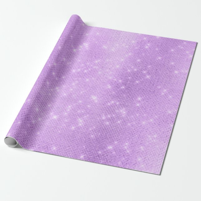 Lavande Lila Amethyst Plum Sparkly Sequins Presentpapper (Utrullad)