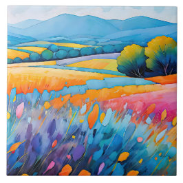 "Lavande Serenité". Wide liggande Provence Kakelplatta