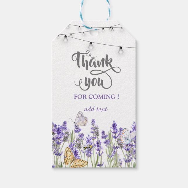 Lavander Butterflies Botanical String Ljus Presentetikett (Framsidan)