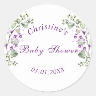 Lavander Flowers Baby Shower Baby Shower Classic Runt Klistermärke