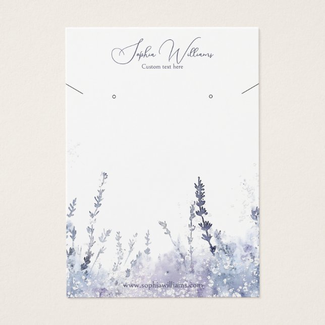 Lavander Necklace & Earrings Jewelry Display Card Visitkort (Framsidan)