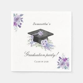  Lavander Purple Floral Graduation  Pappersservett