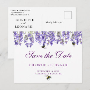 Lavander Simple Elegant Spara datum Vykort