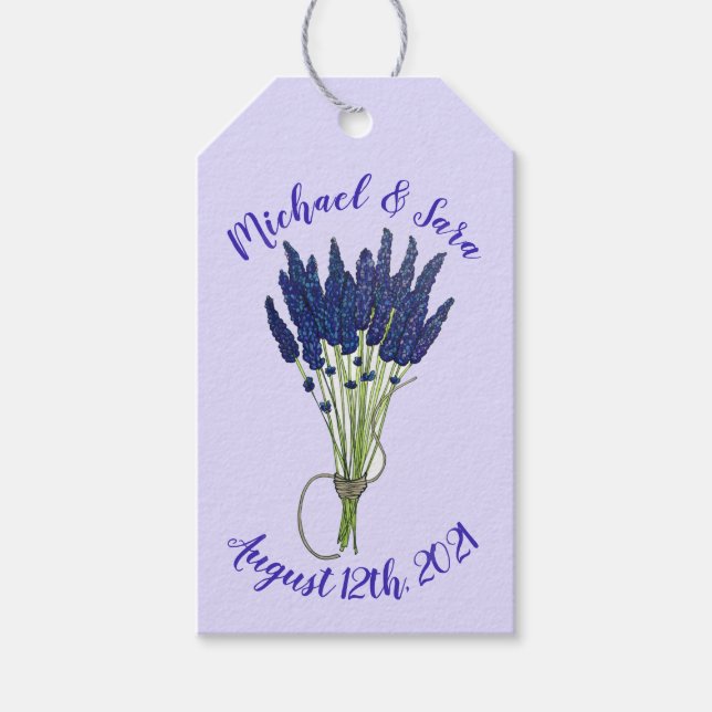 Lavandula Lavendel Knippe Ört Lila Blomma Trädgård Presentetikett (Framsidan)