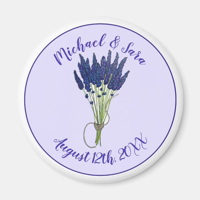 Lavandula Lavender Blommigt Lila Wedding Favor Magnet (Framsidan)