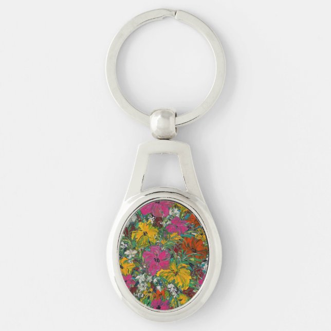 Lavanya Ovalt Silverfärgad Nyckelring (Framsidan)